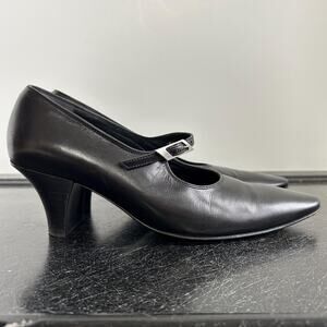 Vintage 80s Robert Clergerie Point Toe Chunky Kitten Heel Mary Janes FRANCE 7